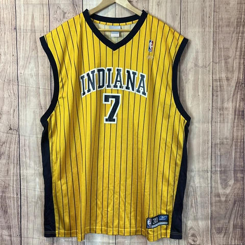 Vintage Indiana Pacers Jersey Men's 3XL Yellow Jermaine O’Neal #7 Pinstripe Cover