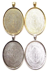 4 Colors of 40x30mm Deep Band Pendant Settings 4 Cameos, Cabs, Glass, Very Nice - Picture 1 of 13