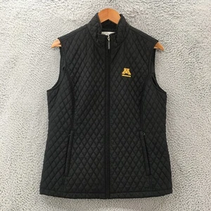 Cutter & Buck Quilted Vest Jacket Womens L Black Full Zip Mock Neck Front Pocket - Picture 1 of 11