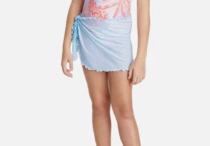 Girls' Lettuce Edge Swimwear Cover Up Wrap Tie Skirt Light Blue Art Class M, XL - Picture 1 of 5