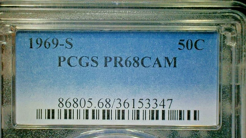 4TH OF JULY SALE RETURNS--U.S. 1969-S PCGS PR68CAM SILVER .50c COIN KM#202b Cover