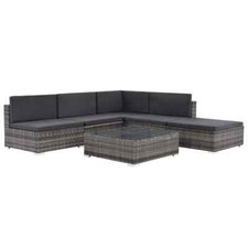 vidaXL Divani Set da Giardino 16pz in Polyrattan Grigio Salotto Canapè Esterno