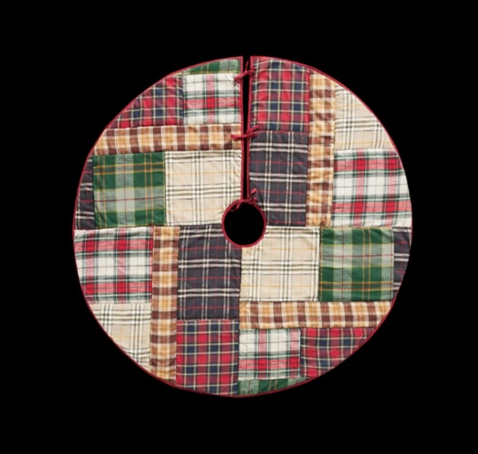 Pottery Barn Kirk Plaid Patchwork Christmas Tree Skirt Stewart Plaid  60" NEW - Image 1 of 4