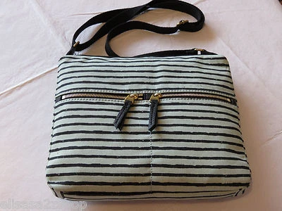 Fossil  ZB5737784 Erin Print xbody Mint Crossbody Top Zip purse striped NWT^^ - Image 1 of 4