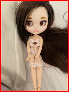 Muñeca Blythe desnuda de 12"" de fábrica linda cara blanca mate cuerpo articulado cabello castaño - Imagen 1 de 25