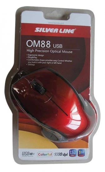 Silver Line OM-88 USB Wired Optical Mouse 1000DPI Laptop Extra long cable 1.50m - Image 1 of 1