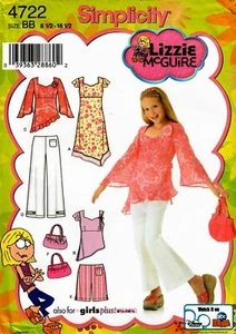 MÄDCHEN KLEID, TUNIKA, HOSE, SHORTS, HANDTASCHE SCHNITTMUSTER 81/2 -161/2 Simplicity 4722 - Bild 1 von 2
