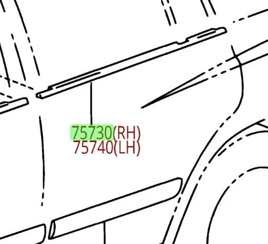 Cinturón de puerta trasera derecha Toyota Highlander 01-07 moldura resistente al clima original OEM Foto 1 de 1