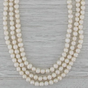 Freshwater Cultured Pearl 3-Strand Necklace 14k Gold Clasp 17.25" - Picture 1 of 6