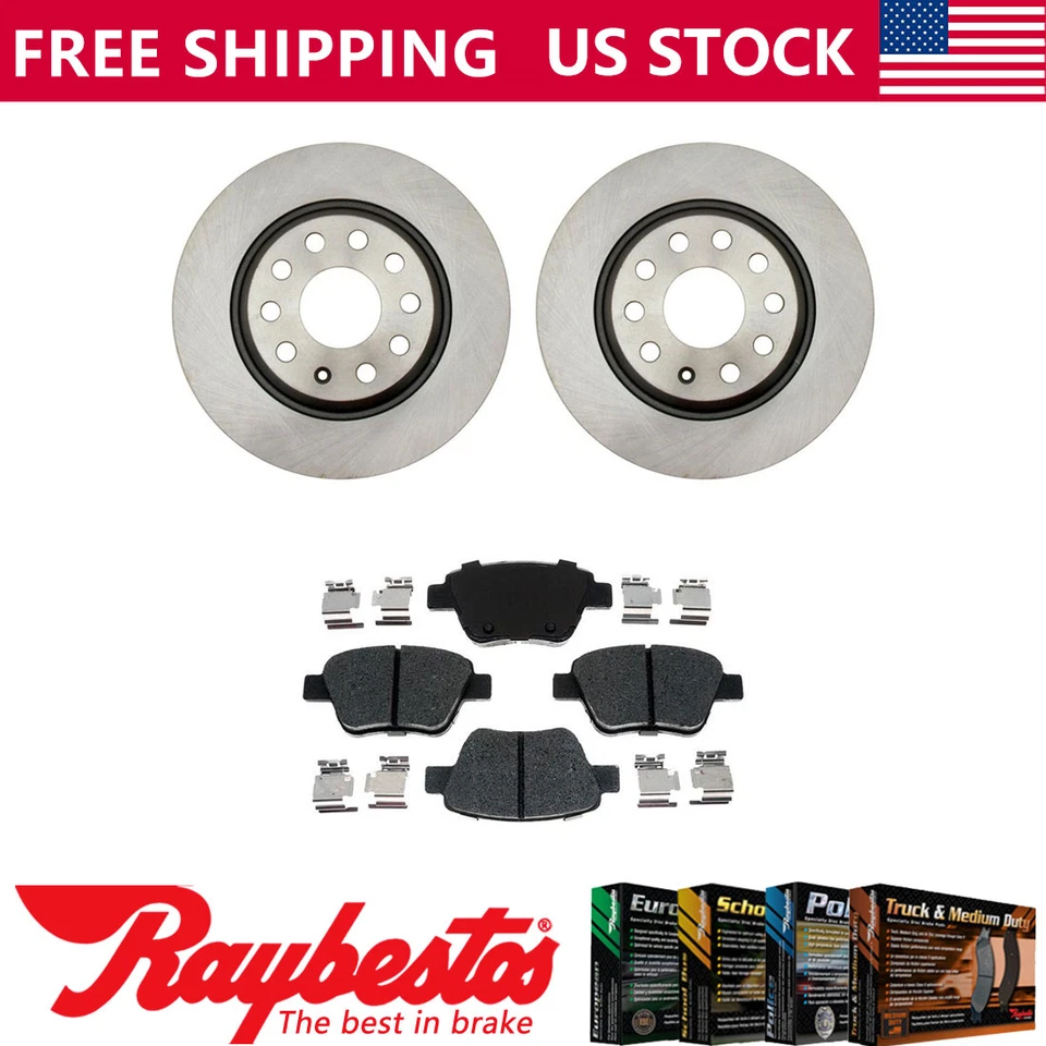 Rear Kit Brake Rotors + Ceramic Pads & Hardware For 2011-2013 Audi A3 Quattro - Image 1 of 4