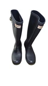 Hunter Original Tall Rubber Rain Boots Women Size 6 Navy Blue Waterproof - Picture 1 of 8