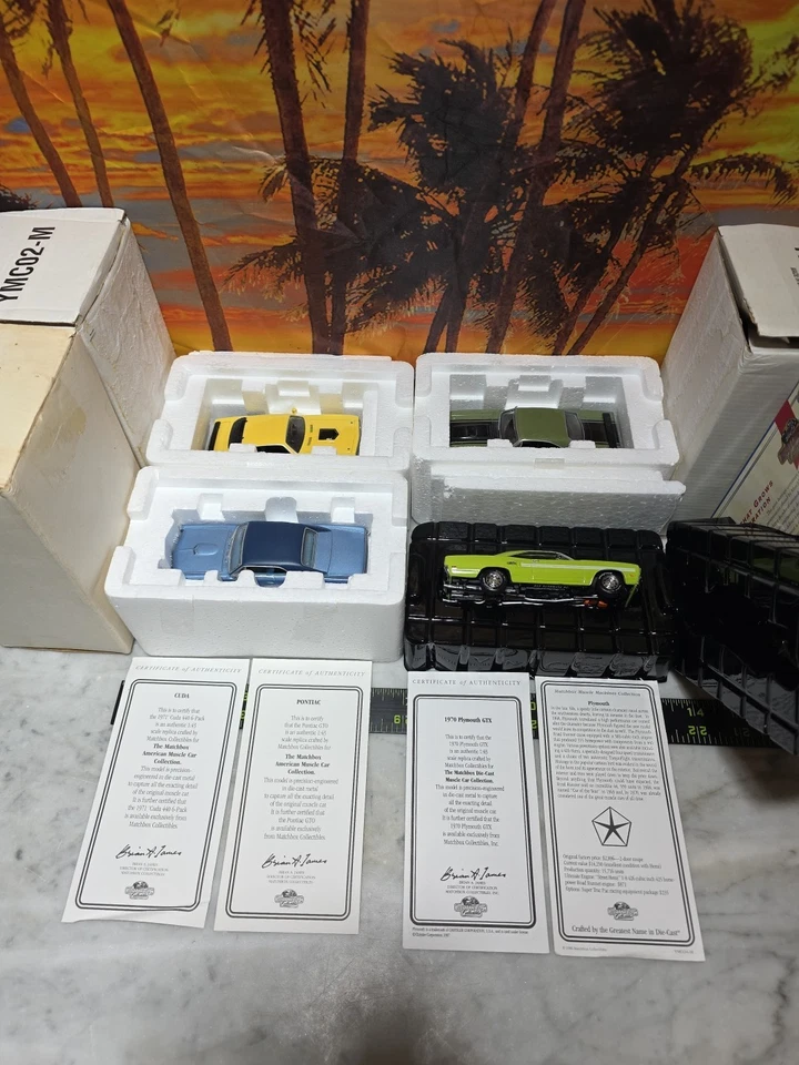 matchbox car 1/43 pontiac GTO Cuda Plymouth 1970 Plymouth GTX lot of 4 Diecast - Image 1 of 4