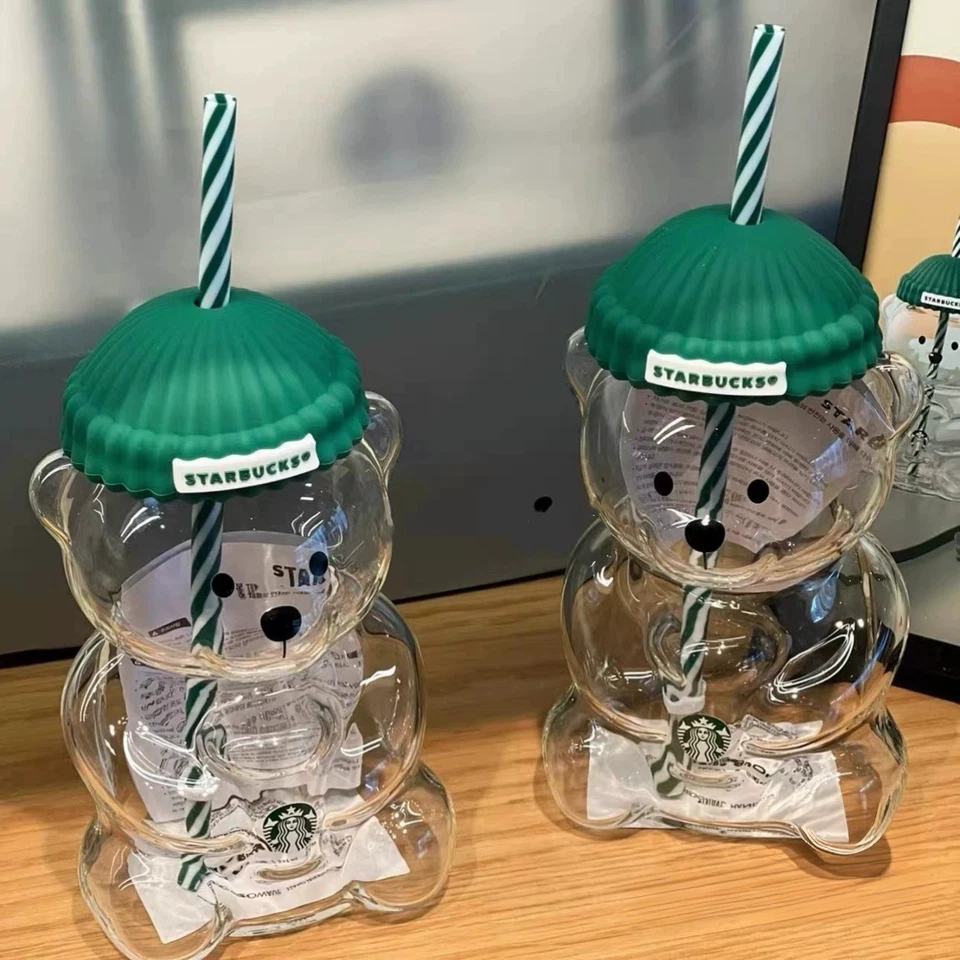2026 Starbucks Barista Glass Bear Cold Cup With Straw 20oz Mug Jar Coffee 589ml - image 1 of 4