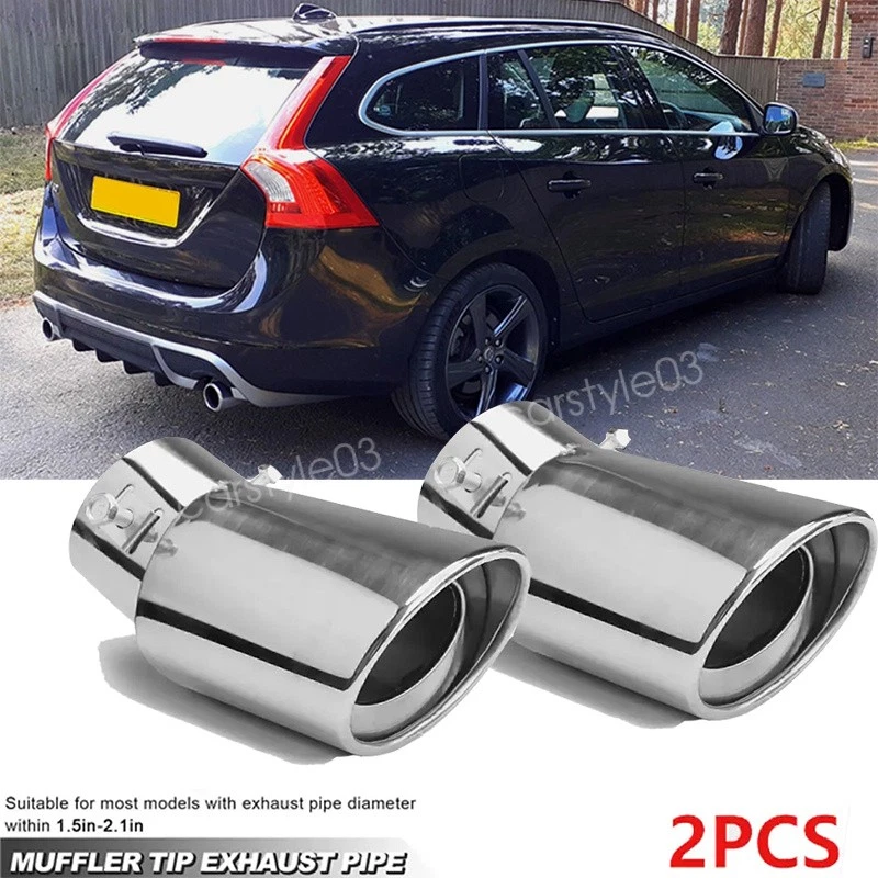 Exhaust Pipe Tip Rear Tail Throat Muffler Stainless Steel For Volvo V40 V50 V70 Foto 1 de 4