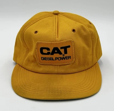 Vintage Tonkin Cat Diesel Power Hat Yellow Foam 80's 90's Work Snapback USA - Image 1 of 4