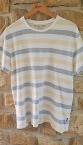 Mens Debenhams Racing Green Suze Large Striped Blue Yellow Textured T Shirt Top - Picture 1 of 10