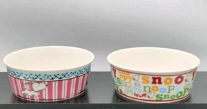 2er Set Vintage Gibson Peanuts Snoopy Haustier Schüsseln rosa Streifen & Streudruck 5" - Bild 1 von 13