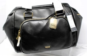 NWT TUMI Adrian Voyageur Carryall  144798... Supple Black Leather Tote Bag Gold - Picture 1 of 24