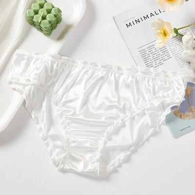 Lote de 3 piezas calzoncillos para mujer bikini corte bajo bragas ropa interior satinado sedoso fresco adulto S-XL Foto 1 de 4