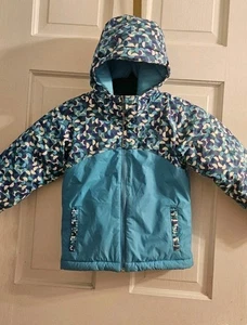 COLUMBIA JACKET GIRLS XX SMALL BLUE GREEN FULL ZIP RAIN COAT OUTDOORS YOUTH  - Picture 1 of 11