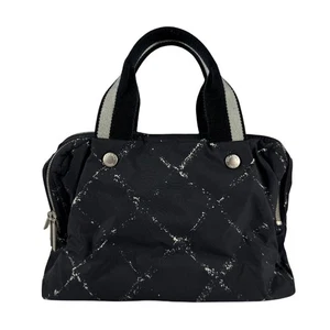 Auténtico bolso de mano CHANEL Travel Line negro nailon/plateado - z6345 - Imagen 1 de 14