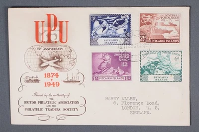 MayfairStamps Pitcairn Islands FDC 1949 Universal Postal Union Anniversary Combo - Image 1 of 2