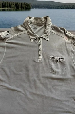 PAPER DENIM & CLOTH 4 BUTTON PLACKET 100% COTTON POLO SHIRT GRAY MENS SIZE XXL - Image 1 of 4