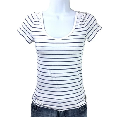 Camiseta Denim & Supply Ralph Lauren Azul Blanco Rayas Cuello en V XS Foto 1 de 4