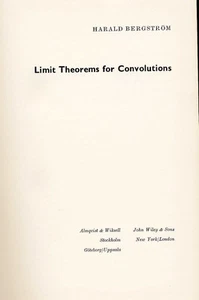 Harald Bergstrom, Limit Theorems for Convolutions 1965 Advanced Math Book - Imagen 1 de 4