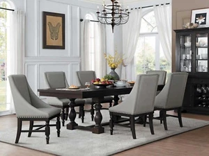 NEW Cherry Brown Finish Dining Room Set - 7 pieces Rectangular Table Chairs IC5D - Picture 1 of 5