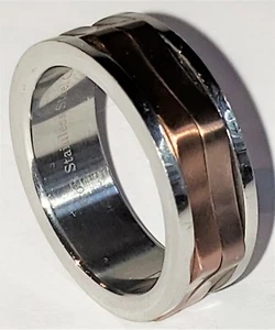 Anillo de acero inoxidable de 8 mm con 2 anillos de cobre giratorios individualmente talla 10 - Imagen 1 de 4