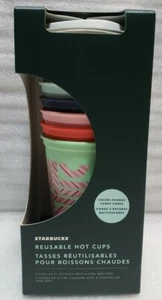 Starbucks Reusable 6 Color Changing Hot Cups Holiday 2020 Zuckerstangen Neu - Bild 1 von 10