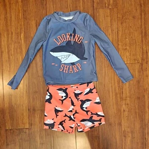 Shein Boys 8 swimsuit set shark 130 long sleeve - Picture 1 of 7