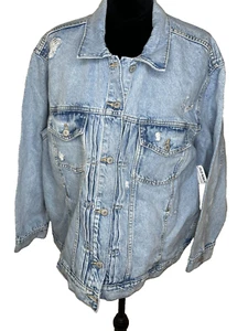 Giacca jeans donna denim vecchio navy nuova taglia 3X più blu invecchiato - Foto 1 di 8