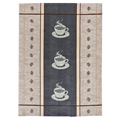 Geschirrtuch Baumwolle Kracht Jacquard Küchenhandtuch Kaffee Cafe 50x70 cm Grau