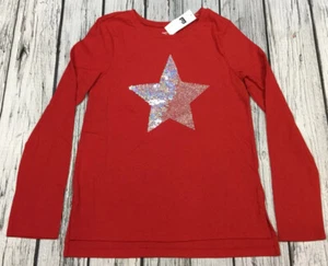 Gap Kids Girls Large 10-11 Red Sequins Silver Star Shirt. Nwt - Picture 1 of 3