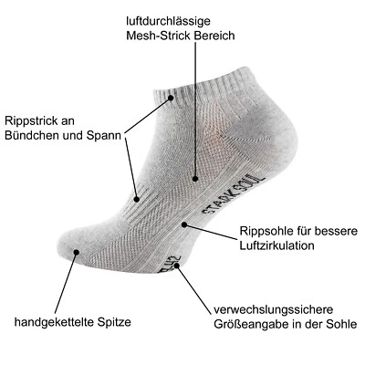 6 Paar Sneaker Socken, Mesh gekämmte Baumwolle von STARK SOUL