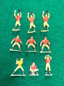 Vintage 3/4"- 1 1/4" High BASEBALL Player CAKE TOPPERS Plastic Figures Set Of 9 - Picture 1 of 6
