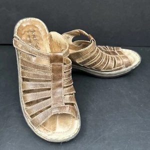 Sandalias para mujer Josef Seibel de cuero marrón sin cordones punta abierta tacón de cuña 39 8 Boho - Imagen 1 de 12