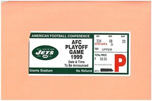 Jacksonville Jaguars at New York Jets 1-10-1999  AFC Divisional game ticket 1998