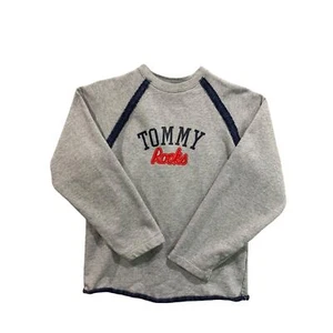 Large Tommy Hilfiger Boys Youth Gray Long Sleeve Shirt Tommy Rocks - Picture 1 of 7
