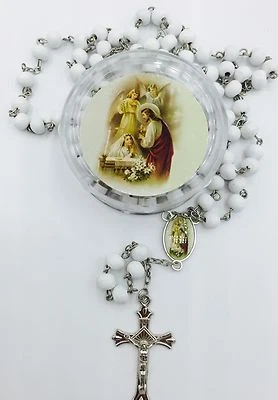 24pcs Girl First  Communion White Bead Rosary Recuerdos De Primera Comunión - Image 1 of 4