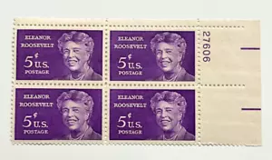 Scott #1236 5c Eleanor Roosevelt Plate Block #27606 - Picture 1 of 2