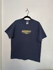 Saucony Logo T Shirt L Navy Blue Gold Short Sleeve