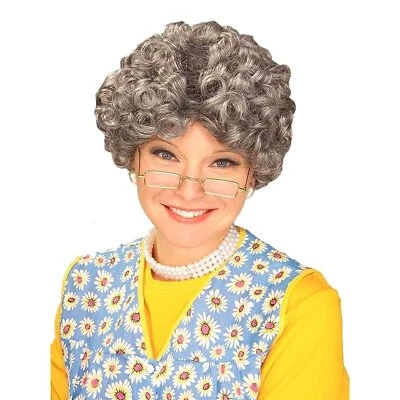 Granny Grandma Gray Hair Wig Elderly Role Play Themed Party Costume Accessory - Image 1 of 2