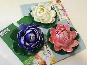 FLOATING WATER LILY SET OF 3 GARDEN DECOR FLOATING WATER LILY HOME DECOR - Picture 1 of 4