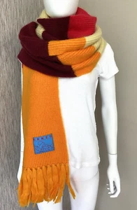 KENZO EXTRA LONG COLOUR BLOCK SCARF LOGO BADGE BNWT - Picture 1 of 15