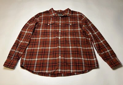 American Eagle Flannel Button Up Shirt Mens 2XL Long Sleeve Plaid Brown Orange - Изображение 1 из 4