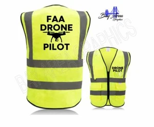 Gilet Giallo Sicurezza Drone Pilot Alta Visibilità Riflettente Strisce 2" con Tasche - Foto 1 di 5