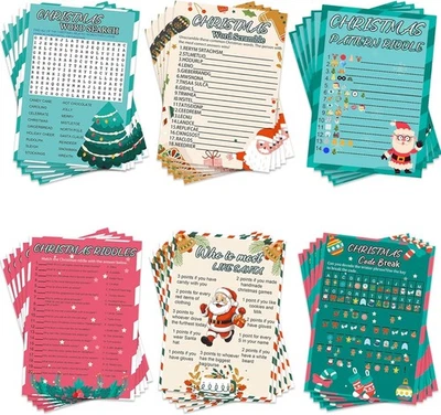 154 Piezas Juegos de Navidad Juegos de Fiesta de Navidad Tarjeta para Familia, Navidad Wor Foto 1 de 4